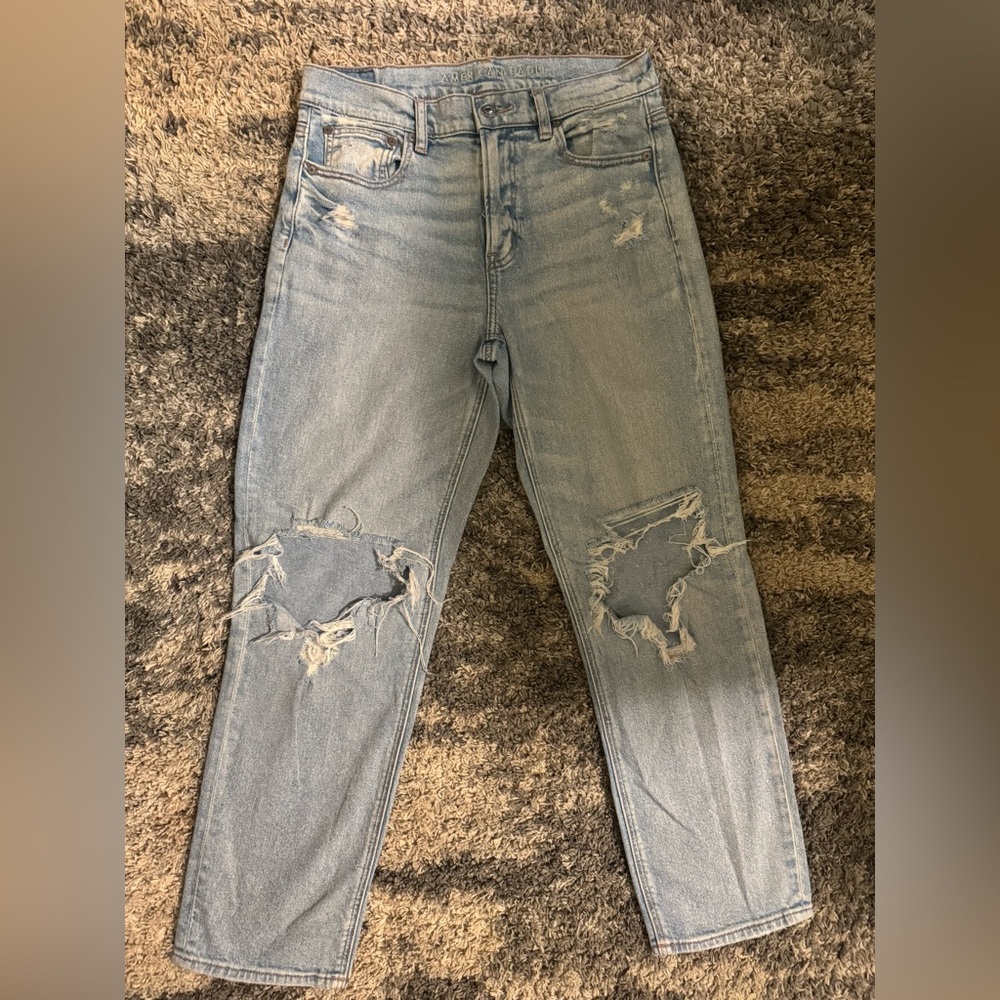 American Eagle Outfitters Blue Boyfriend Jeans Distressed